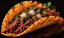 Taco de birria con cebolla y cilantro
